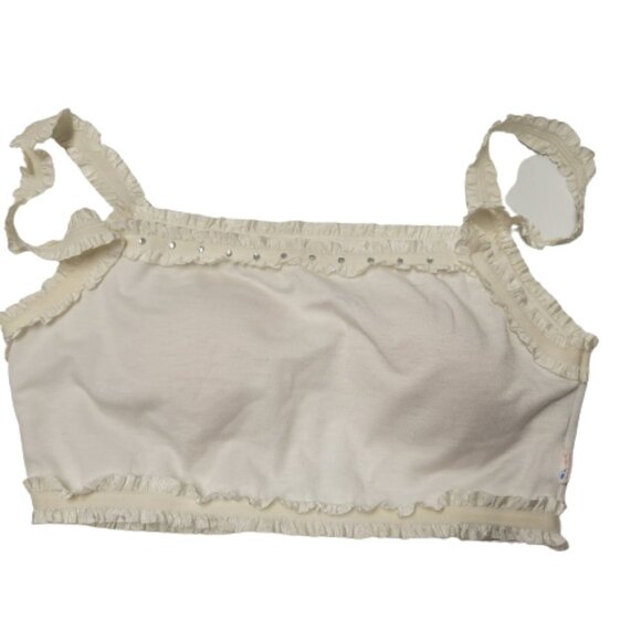 White Crop Top Sequin Bralette Padded Crop Top - Picture 10 of 12